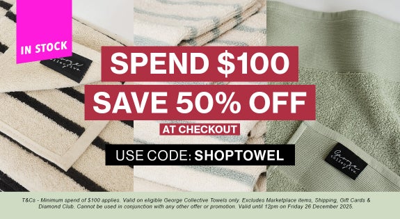 Shop the SPEND $100, SAVE 50% - 100% Cotton Towels (Use code: SHOPTOWEL) sale