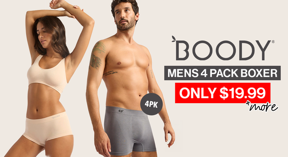 Shop the Boody - Mens 4 Pack Boxer - Only $19.99 & More sale