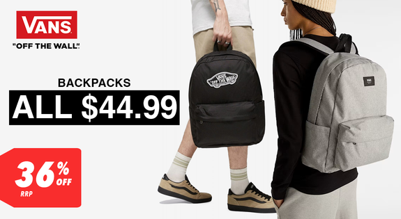Shop the Vans backpacks all $44.99 - 36% Off RRP sale