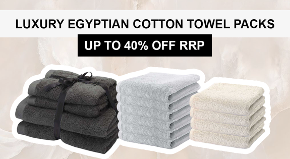 Shop the Luxury Egyptian Cotton towel packs up to 40% off RRP! sale