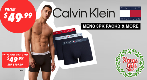 Shop the Calvin Klein & Tommy Hilfiger Mens 3PK Packs & More- From $49.99 sale