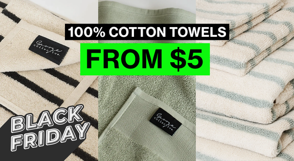 Shop the BLACK FRIDAY 100% Cotton towels From $5! sale