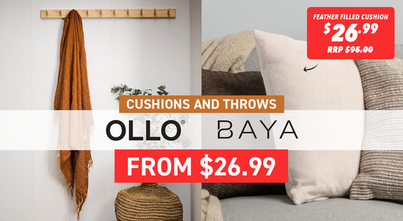 Shop the Baya & Ollo Cushions and Throws - from $26.99! sale