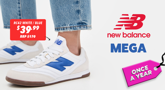 Shop the New Balance Mega - RC42 White Blue Only $39.99 & More sale