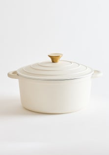 George Collective - Cast Iron Round Casserole 26cm - Matte Creme/Gold Lid