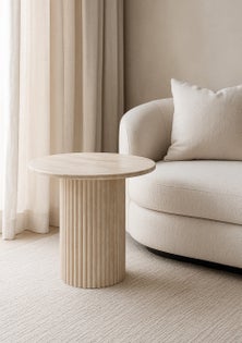 George Collective - Celine Side Table 55cm - Travertine Look