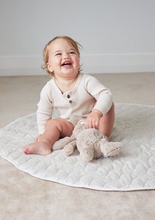 George Collective - 100% Stonewashed Cotton Quilted Playmat - Natural Stripe