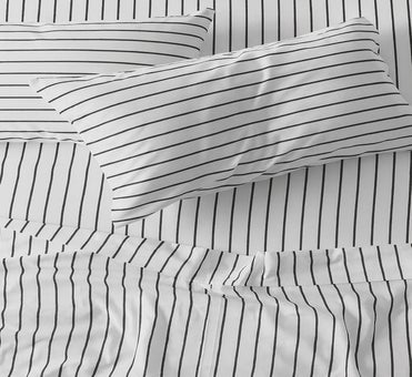 George Collective - 100% Cotton Sheet Set - Queen - Slate Stripe
