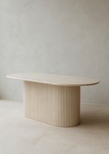 George Collective - Celine Ribbed Dining Table 180cm -  Travertine Look