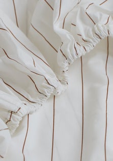 George Collective - 100% Stonewashed Cotton Fitted Cot Sheet - Mocha Stripe