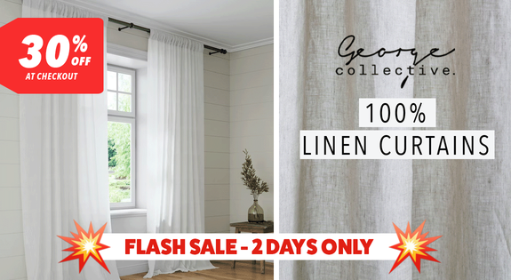 Shop the 100% Linen Curtains - 30% off at checkout sale