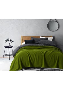 Moss Green Wool Blanket - Super King Bed