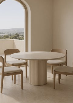 George Collective - Celine Round Dining Table 130cm - Travertine Look