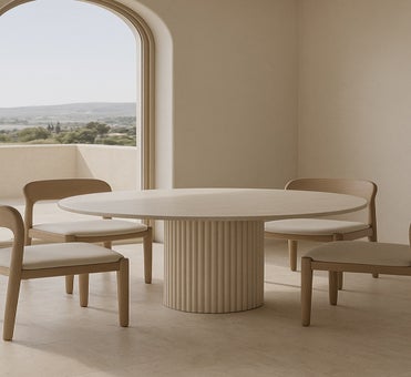 George Collective - Celine Round Dining Table 130cm -  Travertine Look