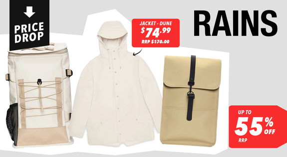 Shop the Rains - Price Drop - Up to 55% Off RRP sale