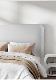 George Collective - Curved Edge Velvet Headboard - King Single - Off White