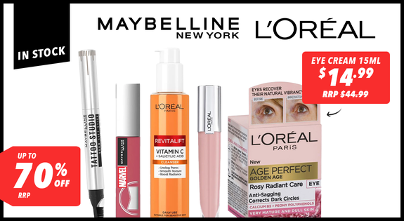 Shop the Maybelline and L'Oreal - Upto 70 % off RRP - Now In Stock sale