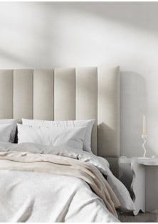 George Collective - Ribbed Headboard - Queen - Natural Linen Look