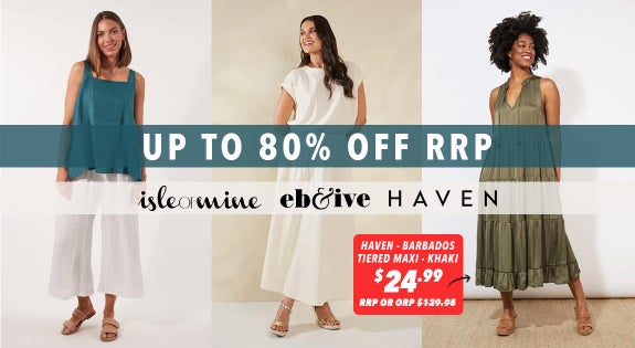 Shop the Isle Of Mine, Haven & Eb and Ive - Up to 80% Off RRP sale