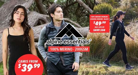 Shop the Alpine Essentials 100% Merino 200gsm from $39.99 sale