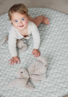 George Collective - 100% Stonewashed Cotton Quilted Playmat - Desert Sage Checker/Desert Sage