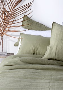 George Collective - 100% European Flax Linen Duvet Cover Set - King - Soft Sage