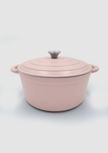 George Collective - Cast Iron Round Casserole 28cm - Matte Baby Pink/Silver Lid