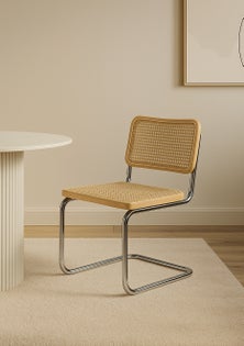 George Collective - Blanc Dining Chair - Set of 2 - Natural/Chrome