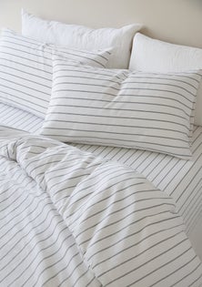 George Collective - 100% Cotton Duvet Cover Set - Super King - Sky Stripe
