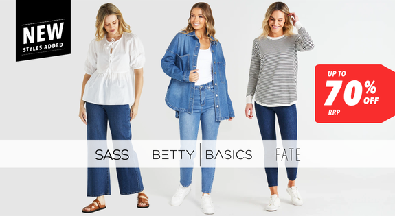 Shop the Sass, Betty Basics, & Fate - NEW ADDED - up to 70% off RRP! sale
