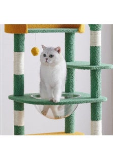 Cactus Cat Tree Tower with Space Capsule & Plush Perches, 135cm Multi-Level Cat Climbing Furniture