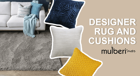 Shop the Designer rugs and cushions- Mulberi & More! sale