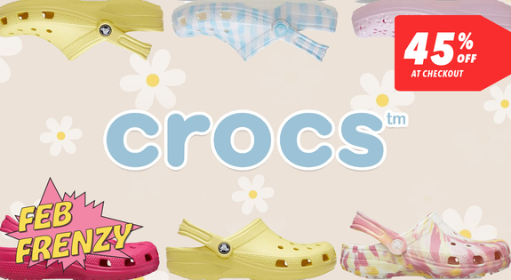 Shop the Crocs 45% off at Checkout! Feb Frenzy sale