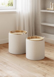 George Collective - Storage Ottoman Tray Top - Set of 2 - Latte Linen Look