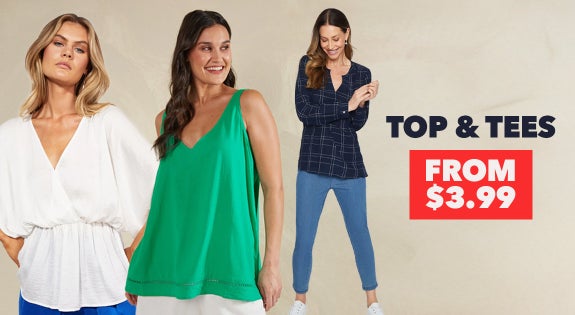 Shop the Tops & Tees - From $3.99 sale