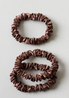 Slumber - 100% Silk Skinny Scrunchie 3pack - Chocolate