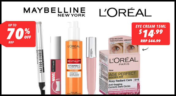 Shop the Maybelline and L'Oreal - Upto 70 % off RRP sale