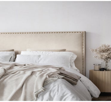 George Collective - MOD Studded Linen Look Headboard - King - Natural