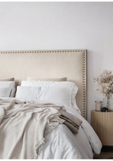 George Collective - MOD Studded Linen Look Headboard - King - Natural