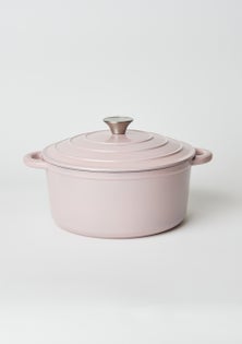 George Collective - Cast Iron Round Casserole 26cm - Gloss Marshmallow/ Silver Lid