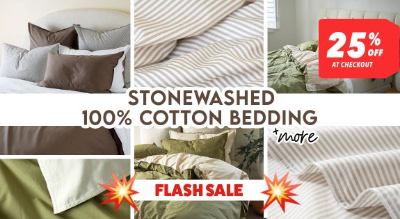 Shop the Flash Sale - 100% Stonewashed Cotton - 25% off at checkout sale