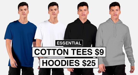 Shop the Essential Cotton Tees, $9, Hoodies $25 sale