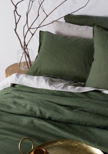 George Collective - 100% European Flax Linen Duvet Cover Set - Queen - Moss