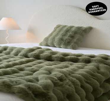 George Collective - SUPERSOFT Bubble Faux Rabbit Fur Throw - Olive