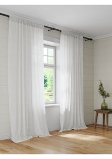 George Collective - 100% European Linen Curtain Pair - Large Drop - Sheer White