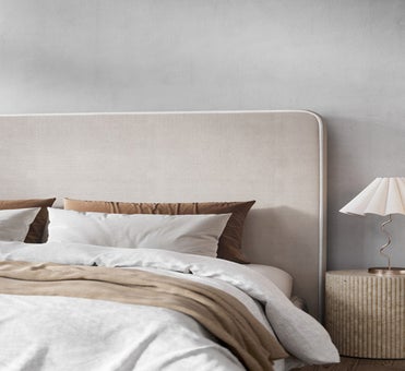 George Collective - Arc Piped Linen Look Headboard - King - Natural/White