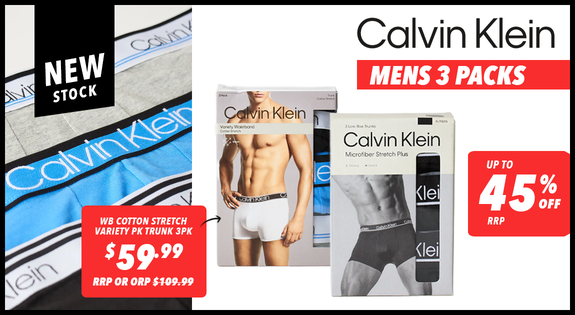Shop the Calvin Klein Mens 3 Packs - New Stock - Up to 45% Off RRP sale