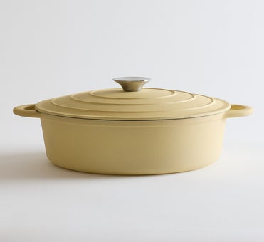 George Collective - Cast Iron Round Casserole 26cm - Matte Buttermilk/Silver Lid