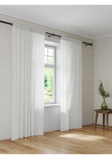George Collective - 100% European Linen Curtain Pair - Small Drop - Sheer White