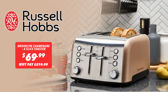 Shop the Russell Hobbs 4 Slice Toaster now $69.99 sale